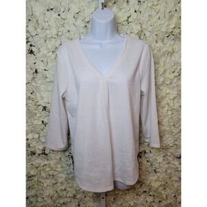 Retrology button detail v-neck top Sz Large, Casual , Relaxed Style